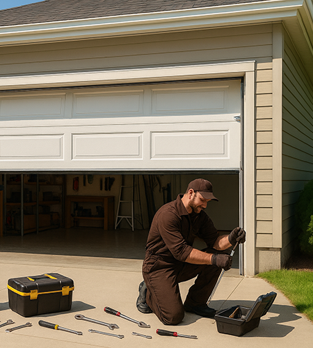 Residential Garage Door installation in Dearborn Heights MI — carriage-style design